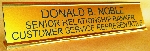 Gold background Black lettering, Gold holder, 3 Line