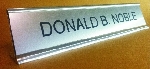 Silver background, Black lettering, Silver holder