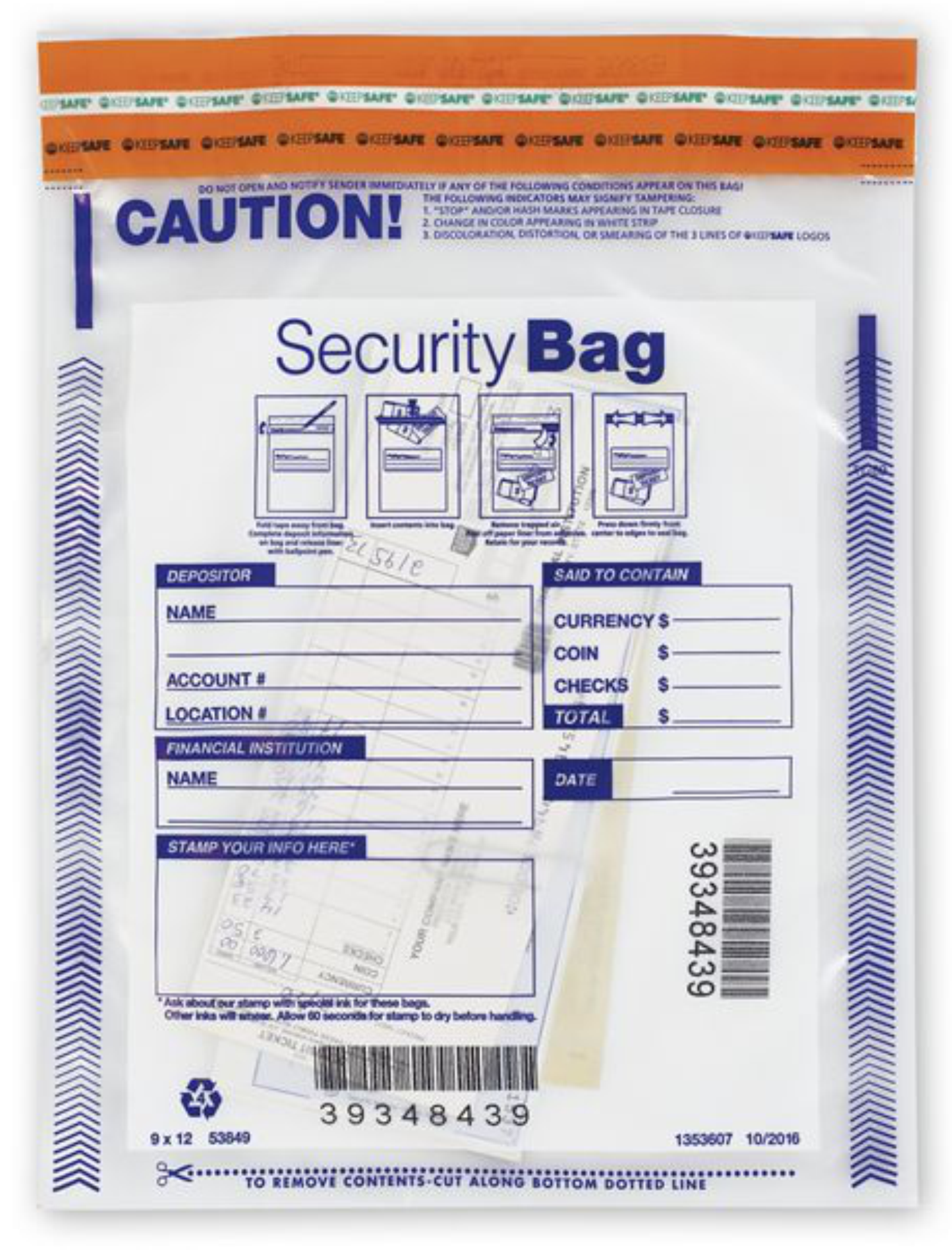 Secure Disposable&lt;br&gt;Deposit Bags